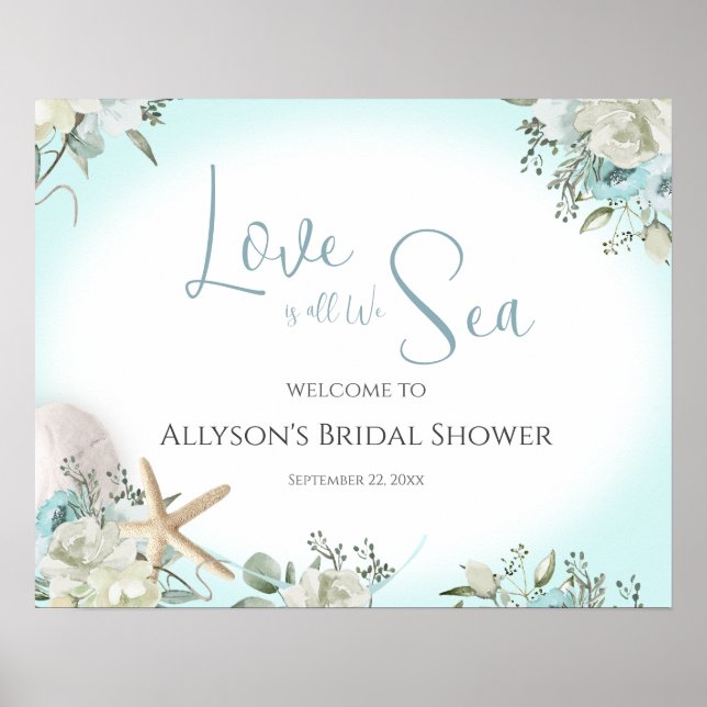 Poster Sinal de Boas-vindas do Beach Floral Wedding (Frente)