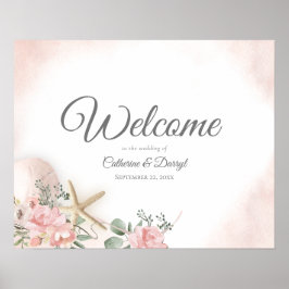 Poster Sinal de Boas-vindas do Beach Floral Wedding