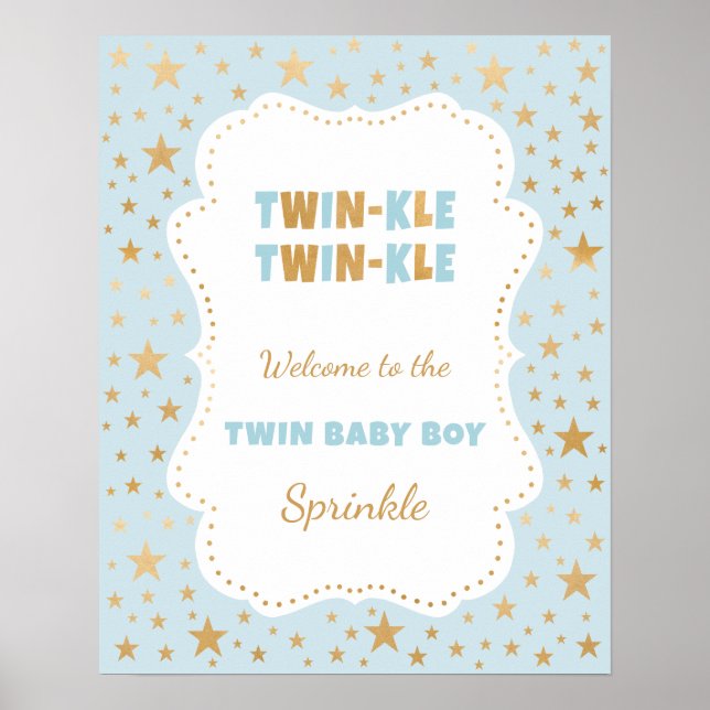 Poster Sinal de boas-vindas do bebê Twinkle Twin (Frente)