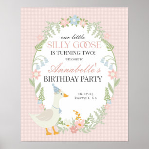 Poster Sinal de boas-vindas do Bobo Rosa Ganso Gingham