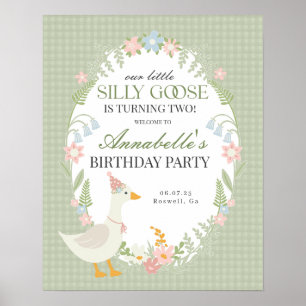 Poster Sinal de boas-vindas do Bobo Verde Goose Gingham