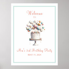 Poster Sinal de boas-vindas do Bolo de Aniversário Surrea