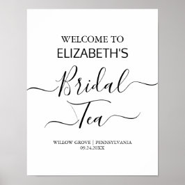 Poster Sinal de boas-vindas do Bridal Tea Party - Caligra