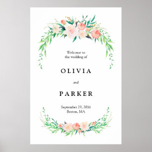 Póster Sinal de boas-vindas do Buquê Delicado