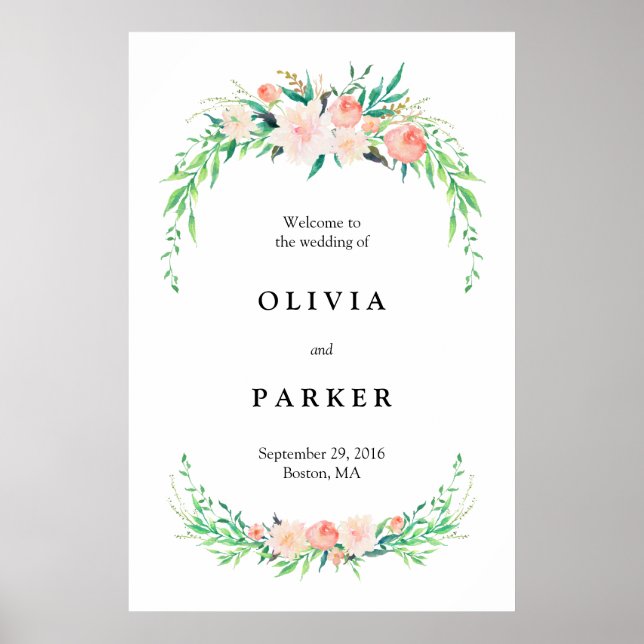 Póster Sinal de boas-vindas do Buquê Delicado (Frente)