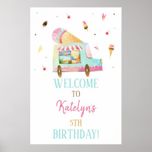 Poster Sinal de boas-vindas do caminhão sorvete