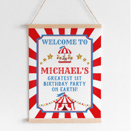 Poster Sinal de Boas-vindas do Carnaval Vermelho e Azul