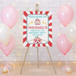 Poster Sinal de Boas-vindas do Carnaval Vermelho e Teal