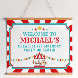 Poster Sinal de Boas-vindas do Carnaval Vermelho e Teal