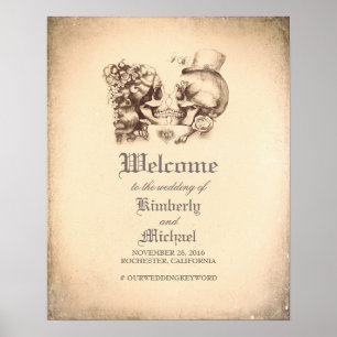 Póster Sinal de Boas-vindas do Casal do Caveira do Dia do