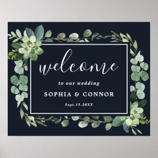 Poster Sinal de Boas-vindas do Casamento Azul da Meia-Noi