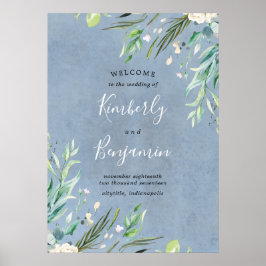 Poster Sinal de Boas-vindas do Casamento Azul e Verde