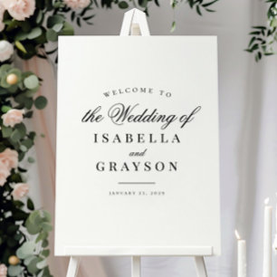 Poster Sinal de boas-vindas do Casamento Branco Chic Blac