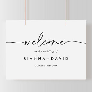 Poster Sinal de Boas-vindas do Casamento Branco Negro