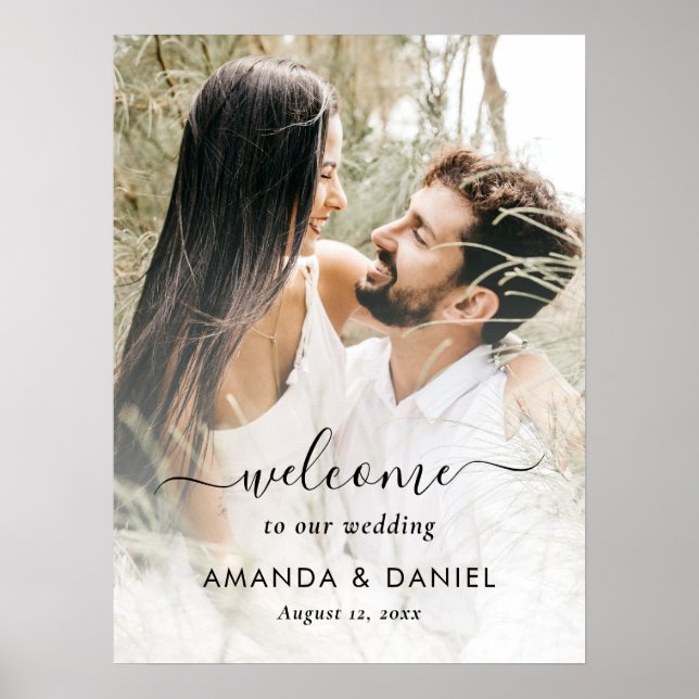 Poster Sinal de boas-vindas do casamento com fotos em scr (Frente)