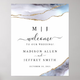 Poster Sinal de Boas-vindas do Casamento da Agata Azul Do