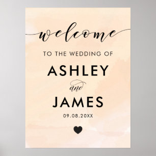 Poster Sinal de boas-vindas do casamento da aguarela do