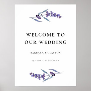 Poster Sinal de Boas-vindas do Casamento da Lavanda Flora