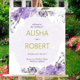 Poster Sinal de boas-vindas do casamento da Lavanda Lilac