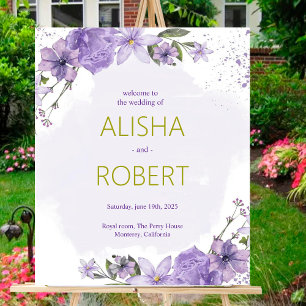 Poster Sinal de boas-vindas do casamento da Lavanda Lilac