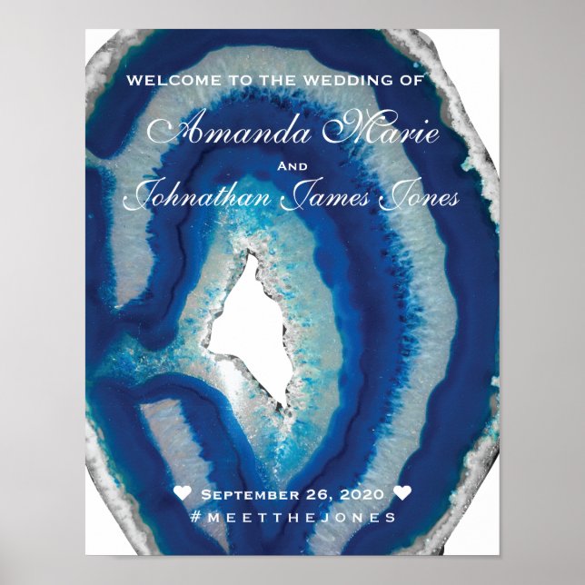 Póster Sinal de Boas-vindas do Casamento de Agato Azul do (Frente)