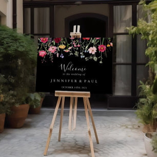 Poster Sinal de Boas-vindas do Casamento de Flor Selvagem