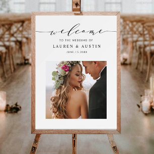 Poster Sinal de Boas-vindas do Casamento de Foto do Scrip
