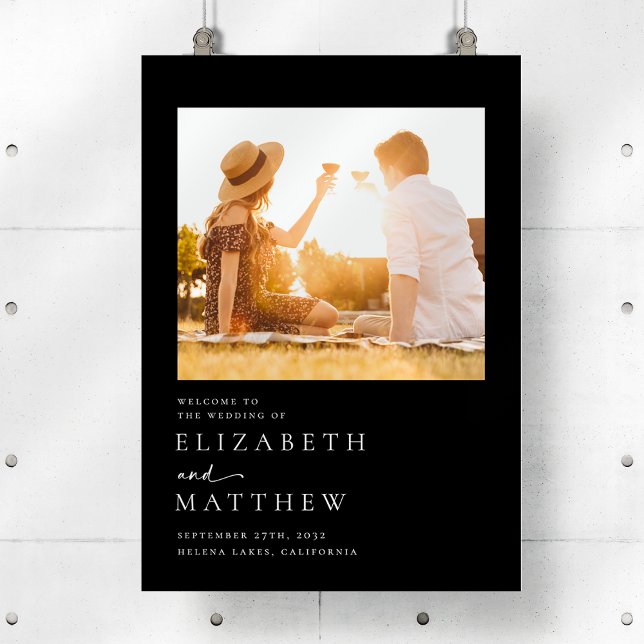 Poster Sinal de Boas-vindas do Casamento de Foto do Scrip (Criador carregado)