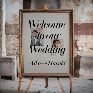 Poster Sinal de boas-vindas do casamento de fotos elegant