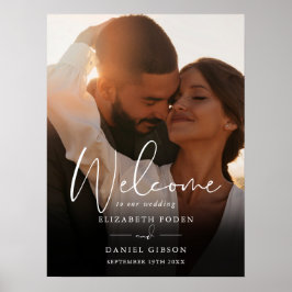 Poster Sinal de boas-vindas do casamento de fotos em scri