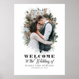 Poster Sinal de boas-vindas do casamento de fotos românti