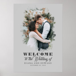 Poster Sinal de boas-vindas do casamento de fotos românti