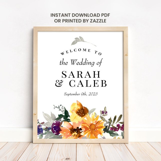 Poster Sinal de boas-vindas do Casamento de Girassol (Criador carregado)