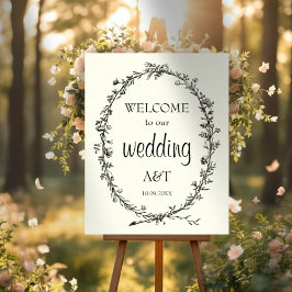 Poster Sinal de boas-vindas do casamento de marfim do Chi