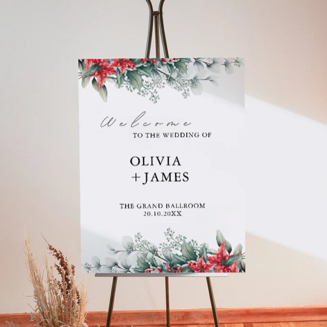 Poster Sinal de Boas-vindas do Casamento de Natal (Christmas Wedding Welcome Sign
)