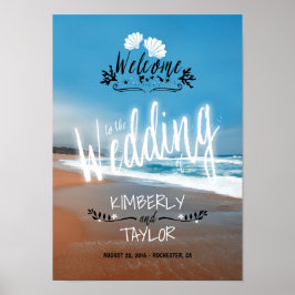 Póster Sinal de Boas-vindas do Casamento de Praia com Let