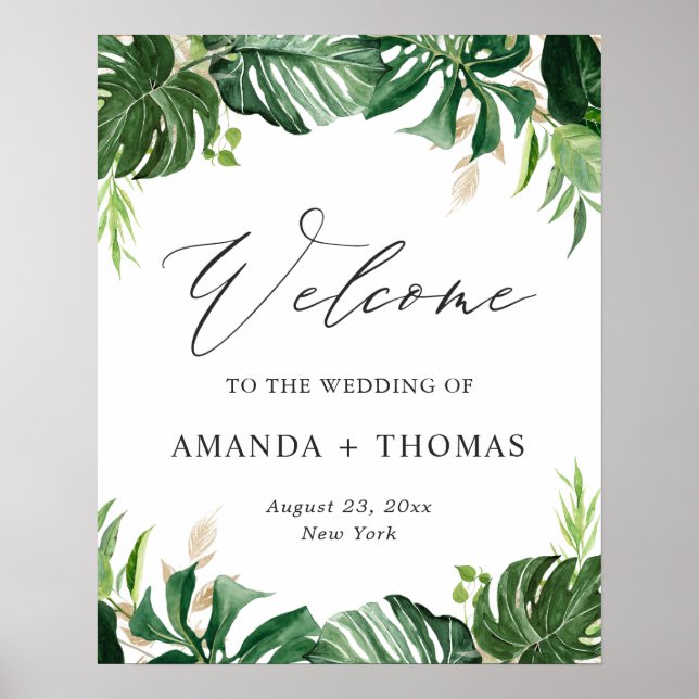 Poster Sinal de Boas-vindas do Casamento de Praia de Verã (Frente)
