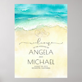 Poster Sinal de Boas-vindas do Casamento de Praia Tropica