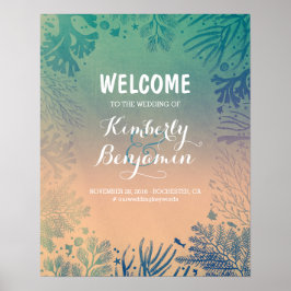 Póster Sinal de Boas-vindas do Casamento de Praia Tropica
