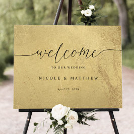 Poster Sinal de Boas-vindas do Casamento de Script Elegan