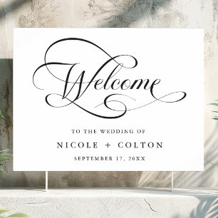 Poster Sinal de Boas-vindas do Casamento de Script Elegan