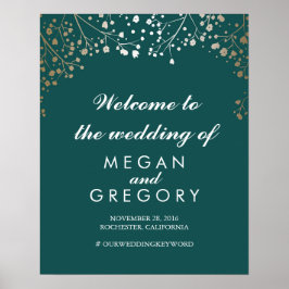 Poster Sinal de Boas-vindas do Casamento de Teal Respirat