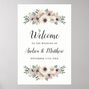 Poster Sinal de boas-vindas do casamento do buquê da