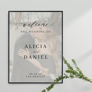 Poster Sinal de boas-vindas do casamento do script elegan