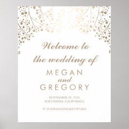 Poster Sinal de boas-vindas do casamento Dourado