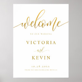 Poster Sinal de Boas-vindas do Casamento Dourado da Calig