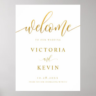 Poster Sinal de Boas-vindas do Casamento Dourado da Calig