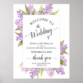 Poster Sinal de Boas-Vindas do Casamento Elegante da Wate