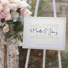 Poster Sinal de Boas-vindas do Casamento Elegante Dourado