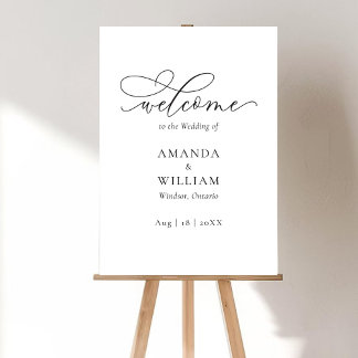 Poster Sinal de boas-vindas do casamento elegante e moder